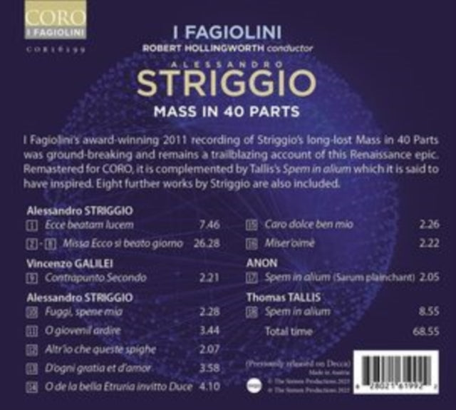 I FAGOLINI - STRIGGIO - MASS IN 40 PARTS - CD
