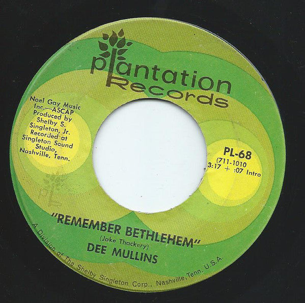 Dee Mullins - Remember Bethlehem - Used Vinyl Record 7"