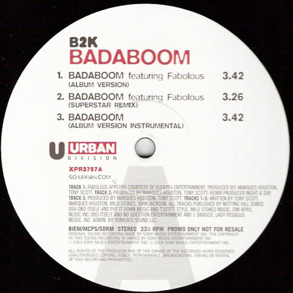 B2K - Badaboom - Used Vinyl Record 12"