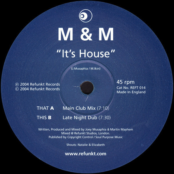 Musaphia & Mayhem - It's House - Used Vinyl Record 12"