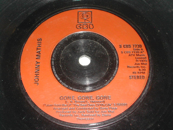 Johnny Mathis - Gone, Gone, Gone - Used Vinyl Record 7"