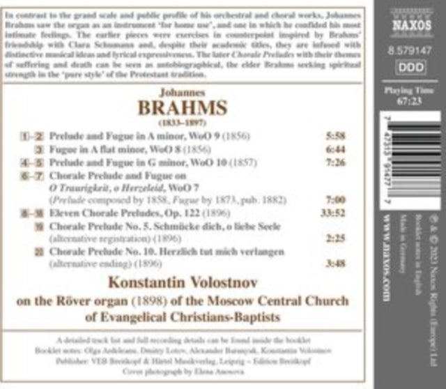 KONSTANTIN VOLOSTNOV - BRAHMS - COMPLETE ORGAN WORKS - CD