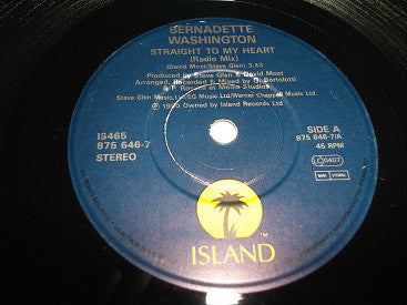 Bernadette Washingto - Straight To My Heart - Used Vinyl Record 7"
