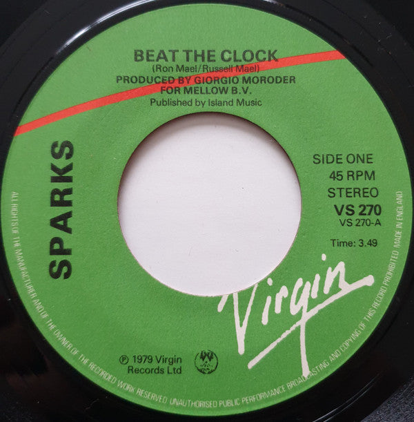 Sparks - Beat The Clock - Used Vinyl Record 7"