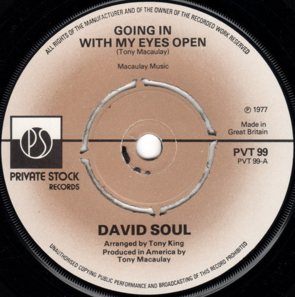David Soul - Going In With My Eyes Open - Used Vinyl Record 7"