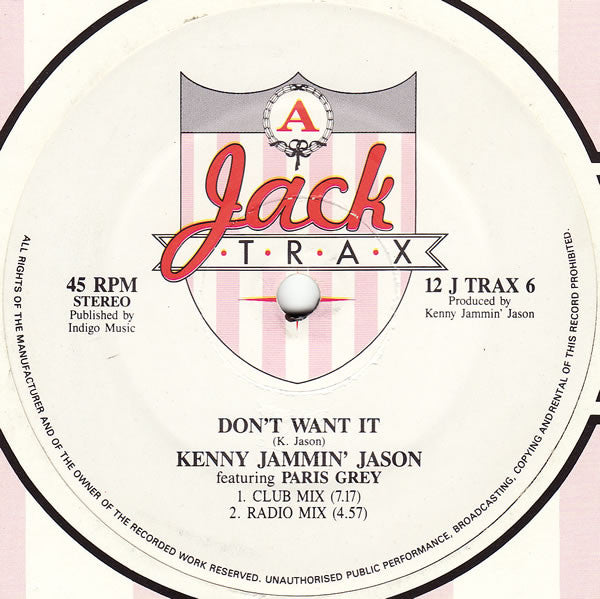 Kenny "Jammin" Jason - Don't Want It - Used Vinyl Record 12"