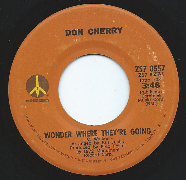 Don Cherry - Wonder Where They're Going - Used Vinyl Record 7"