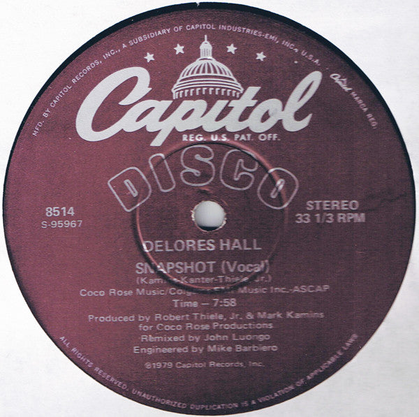 Delores Hall - Snapshot - Used Vinyl Record 12"