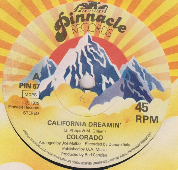 Colorado - California Dreamin' - Used Vinyl Record 7"