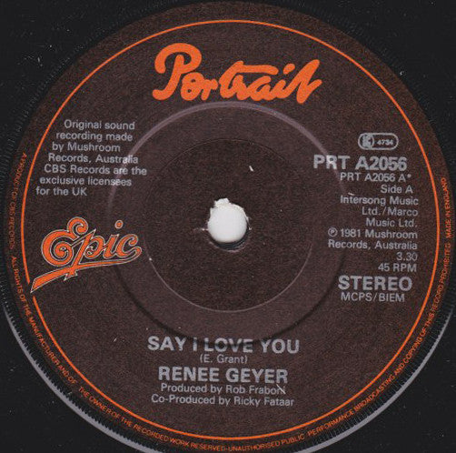 Renee Geyer - Say I Love You / Good Lovin' - Used Vinyl Record 7"