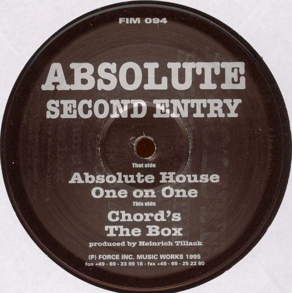 Absolute - Second Entry - Used Vinyl Record 12"