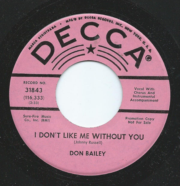 Don Bailey - Bring Me Back My Heart / I Don't Like Me Without