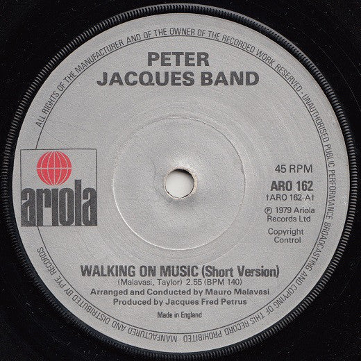 Peter Jacques Band - Walking On Music - Used Vinyl Record 7"