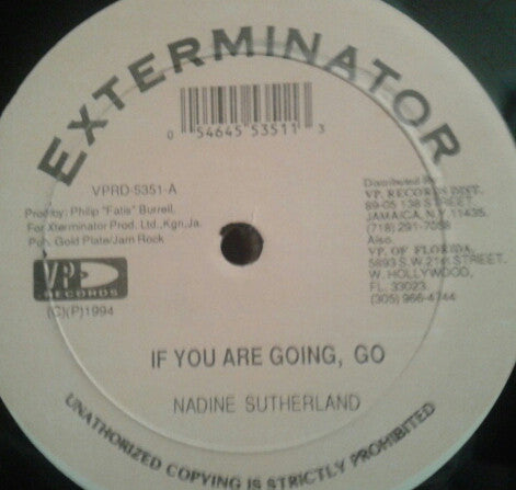 Nadine Sutherland - If You Are Going, Go / When We Rock Back - Used V