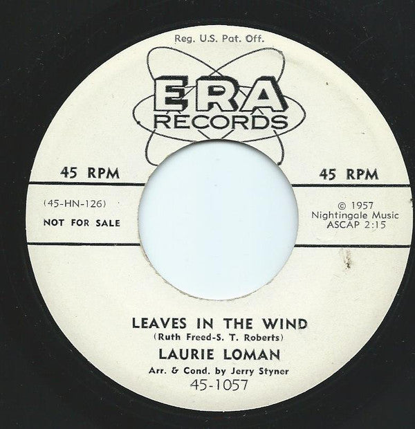 Laurie Loman - Leaves In the Wind - Used Vinyl Record 7"