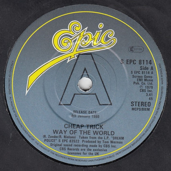 Cheap Trick - Way Of The World - Used Vinyl Record 7"