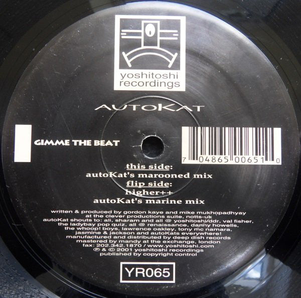 AutoKat - Gimme The Beat - Used Vinyl Record 12"