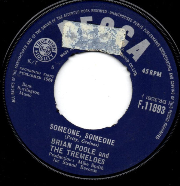 Brian Poole & The Tr - Someone, Someone - Used Vinyl Record 7"