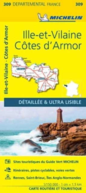 Michelin - Cotes-d'Armor, Ille-et-Vilaine - Local Map 309 - New S