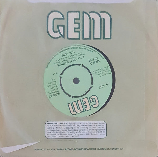 UK Subs - Party In Paris - Used Vinyl Record 7"