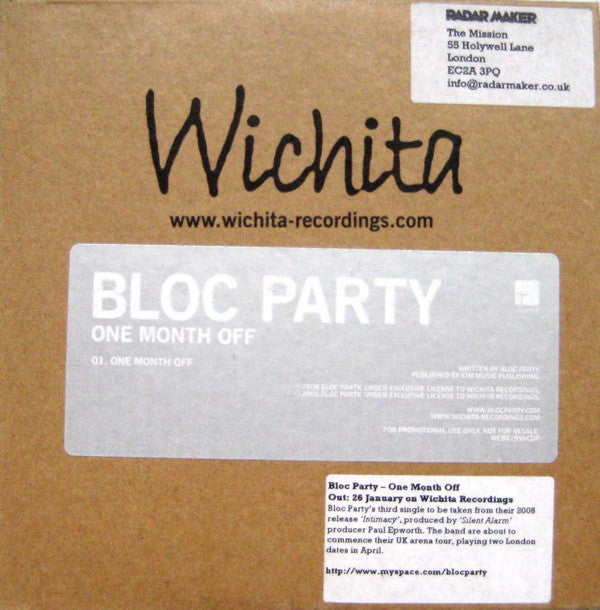 Bloc Party - One Month Off - Used CD