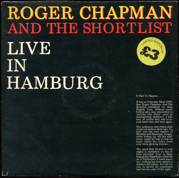 Roger Chapman - Live In Hamburg - Used Vinyl Record