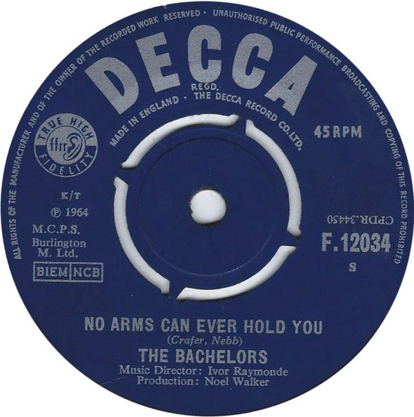 Bachelors - No Arms Can Ever Hold You - Used Vinyl Record 7"