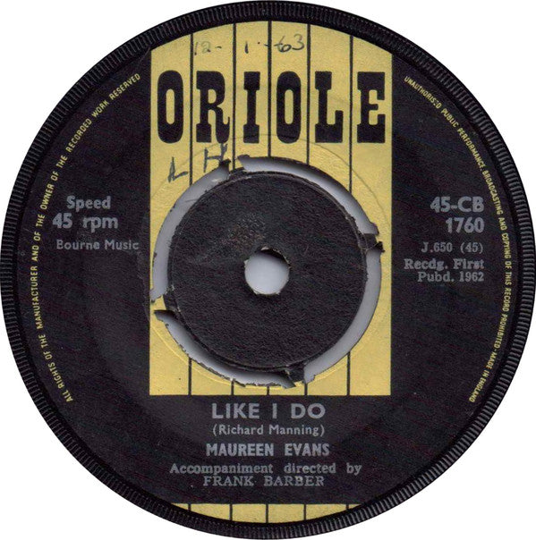 Maureen Evans - Like I Do - Used Vinyl Record 7"