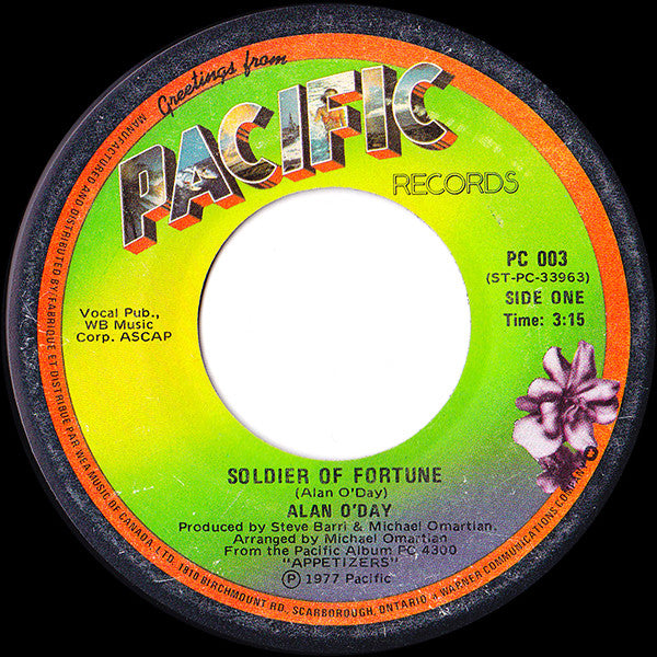 Alan O'Day - Soldier Of Fortune / Slot Machine - Used Vinyl Record 7"