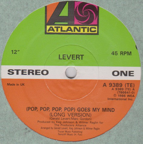 Levert - (Pop, Pop, Pop, Pop) Goes My Mind - Used Vinyl Record 12"
