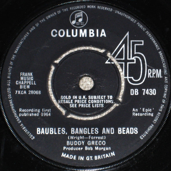 Buddy Greco - Baubles, Bangles And Beads - Used Vinyl Record 7"