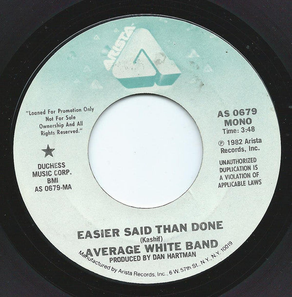 Average White Band - Easier Said Than Done - Used Vinyl Recor