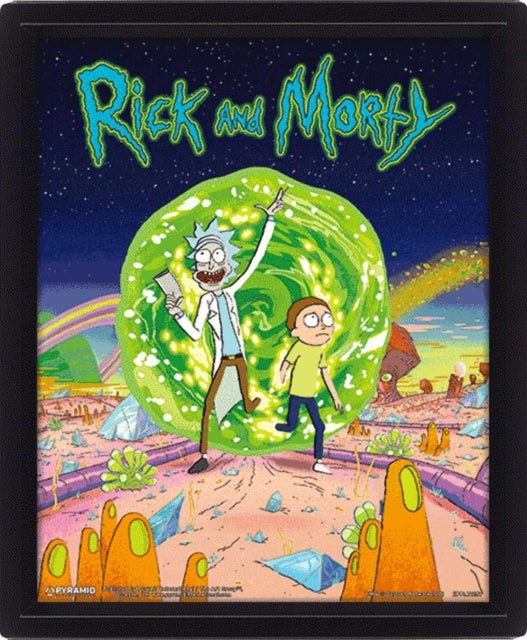 Rick And Morty (Portal) 10 x 8" 3D Lenticular Poster (Framed) - Paperb