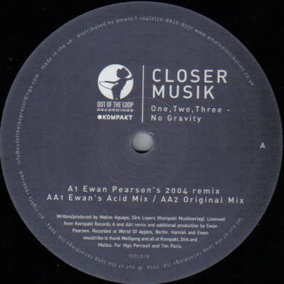 Closer Musik - One, Two, Three - No Gravity - Vinyl Record 12"