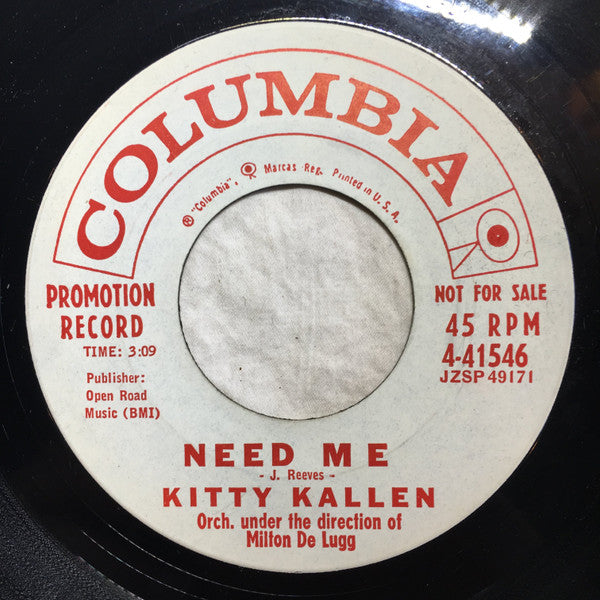 Kitty Kallen - Need Me / That Old Feeling - Used Vinyl Record