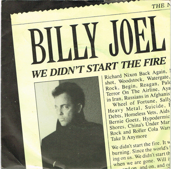 Billy Joel - We Didn't Start The Fire - Used Vinyl Record 7"