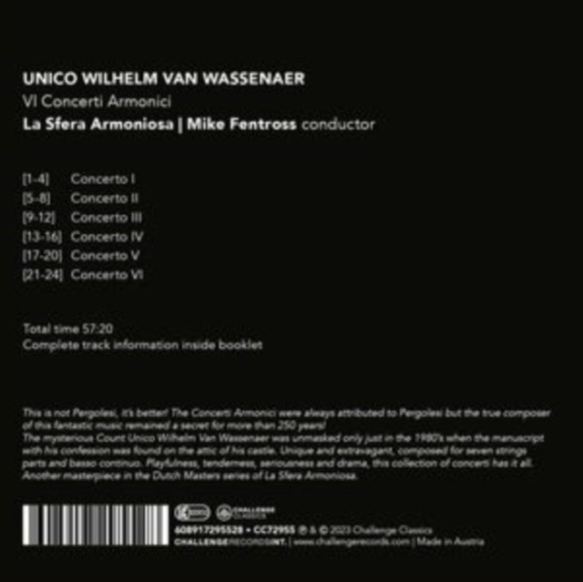 MIKE / LA SFERA FENT - Wassenaer: VI Concerti Armonici - CD