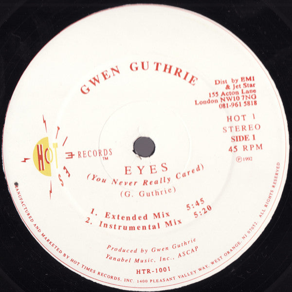 Gwen Guthrie - Eyes (You Never Really Cared) - Used Vinyl Record 12"