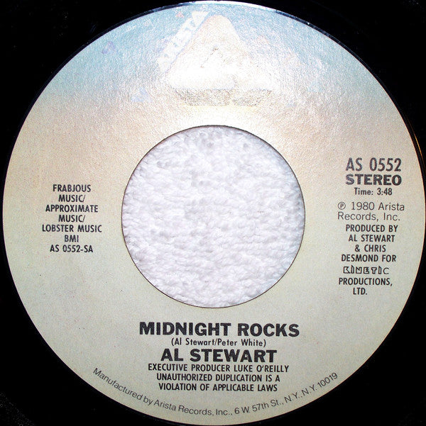 Al Stewart - Midnight Rocks - Used Vinyl Record 7"