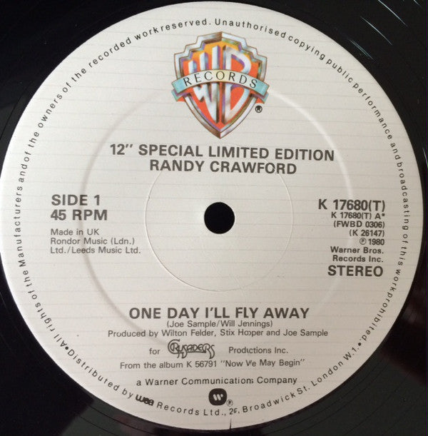 Randy Crawford - One Day I'll Fly Away - Used Vinyl Record 12"
