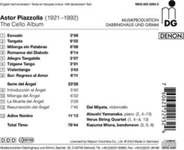 Dai Miyata - Astor Piazzolla - The Cello Album - CD