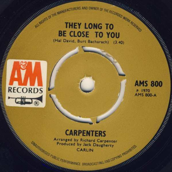 Carpenters - y Long To Be Close To You - Used Vinyl Record 7"