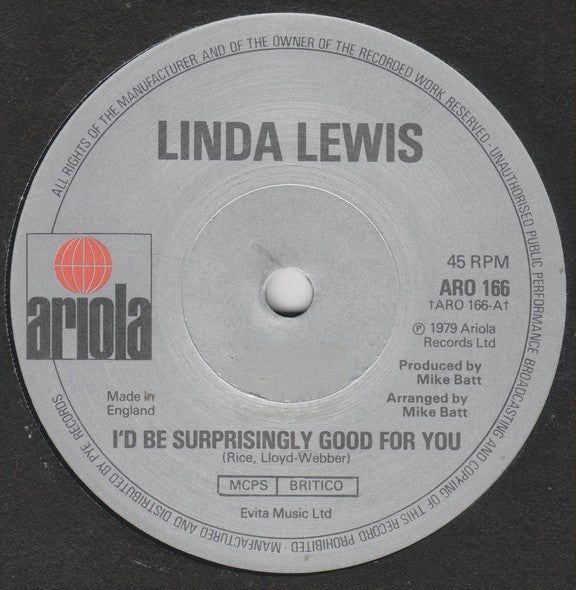 Linda Lewis - I'd Be Surprisingly Good For You - Used Vinyl Record 7"