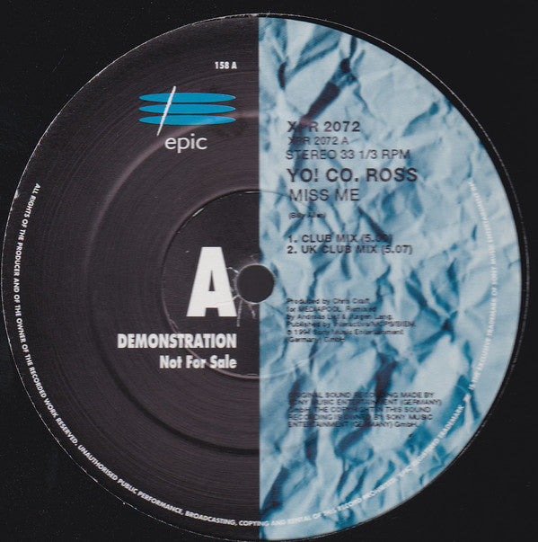 Yoco Ross - Miss Me - Used Vinyl Record 12"