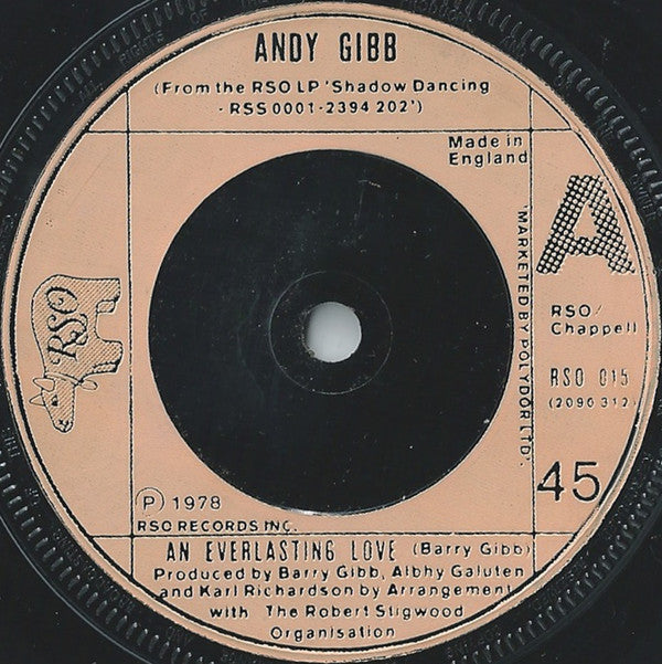 Andy Gibb - An Everlasting Love - Used Vinyl Record 7"