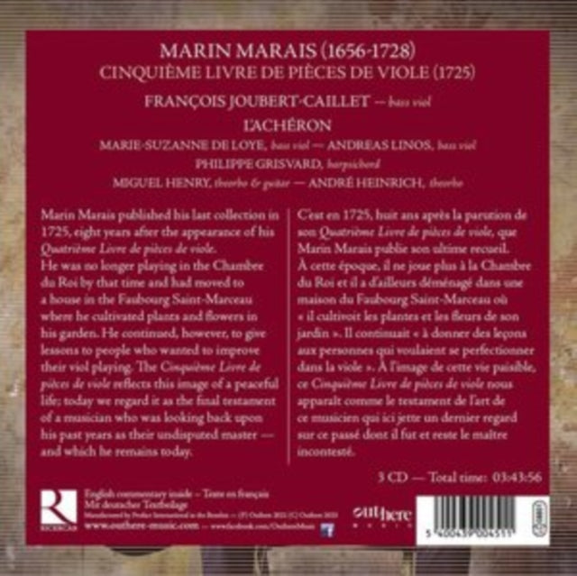 FRANCOIS JOUBERT-CAI - MARAIS CINQUIEME LIVRE DE PIE - CD