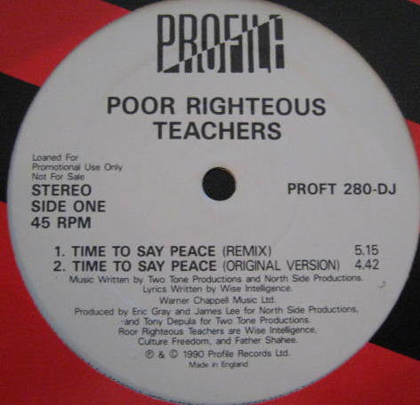 Poor Righteous Teach - Time To Say Peace - Used Vinyl Record