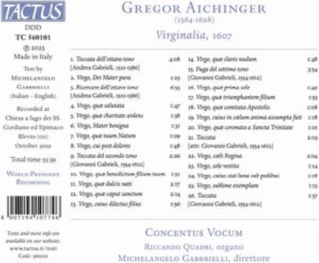 CONCENTUS VOCUM/GABB - AICHINGER - VIRGINALIA - CD