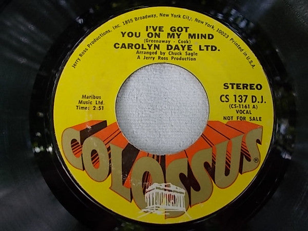 Carolyn Daye - I've Got You On My Mind - Used Vinyl Record 7"