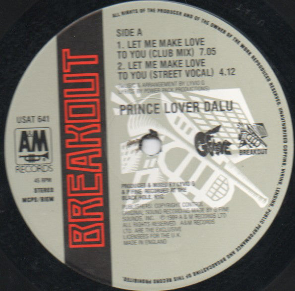 Prince Lover Dalu - Let Me Make Love To You - Used Vinyl Record 12"